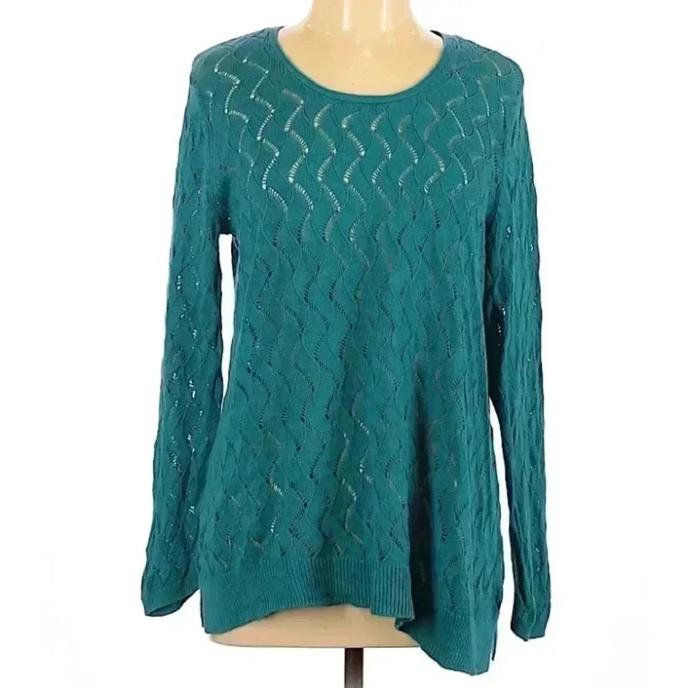 4/$25 J. Jill Teal Pullover Sweater Linen Sz LP